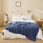 Navy Blue Waffle Throw