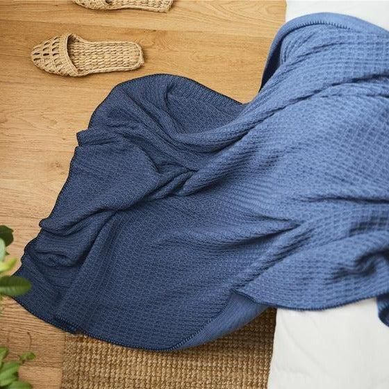 Navy Blue Waffle Throw