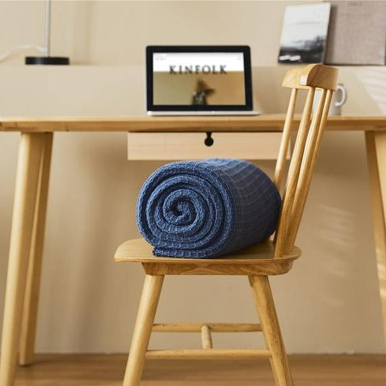 Navy Blue Waffle Throw