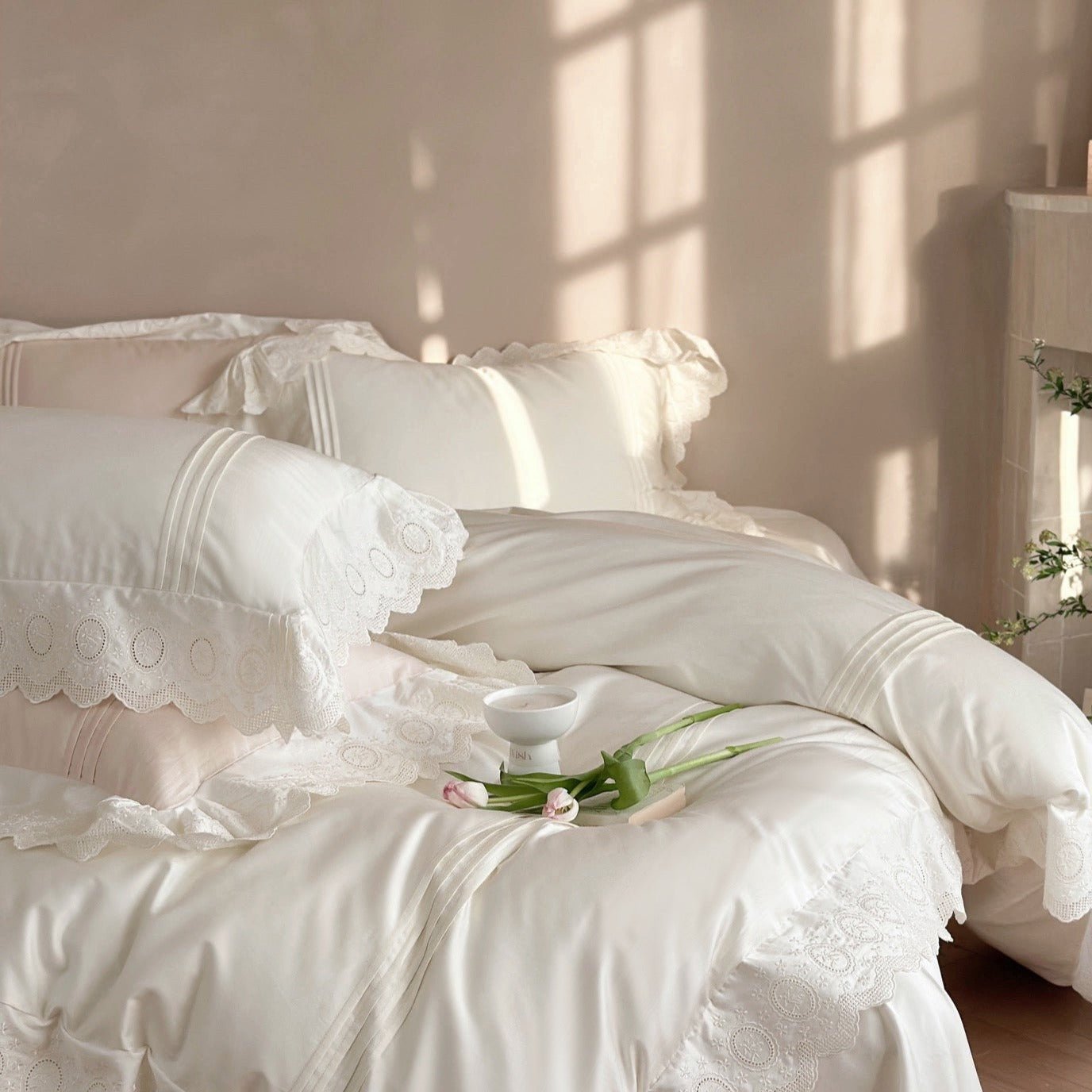 Parisian Lace Blush Bedding Set