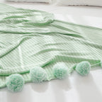 Pastel Ribbed Pom Pom Blanket
