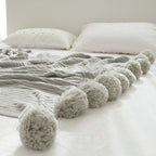 Pastel Ribbed Pom Pom Blanket