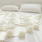 Pastel Ribbed Pom Pom Blanket