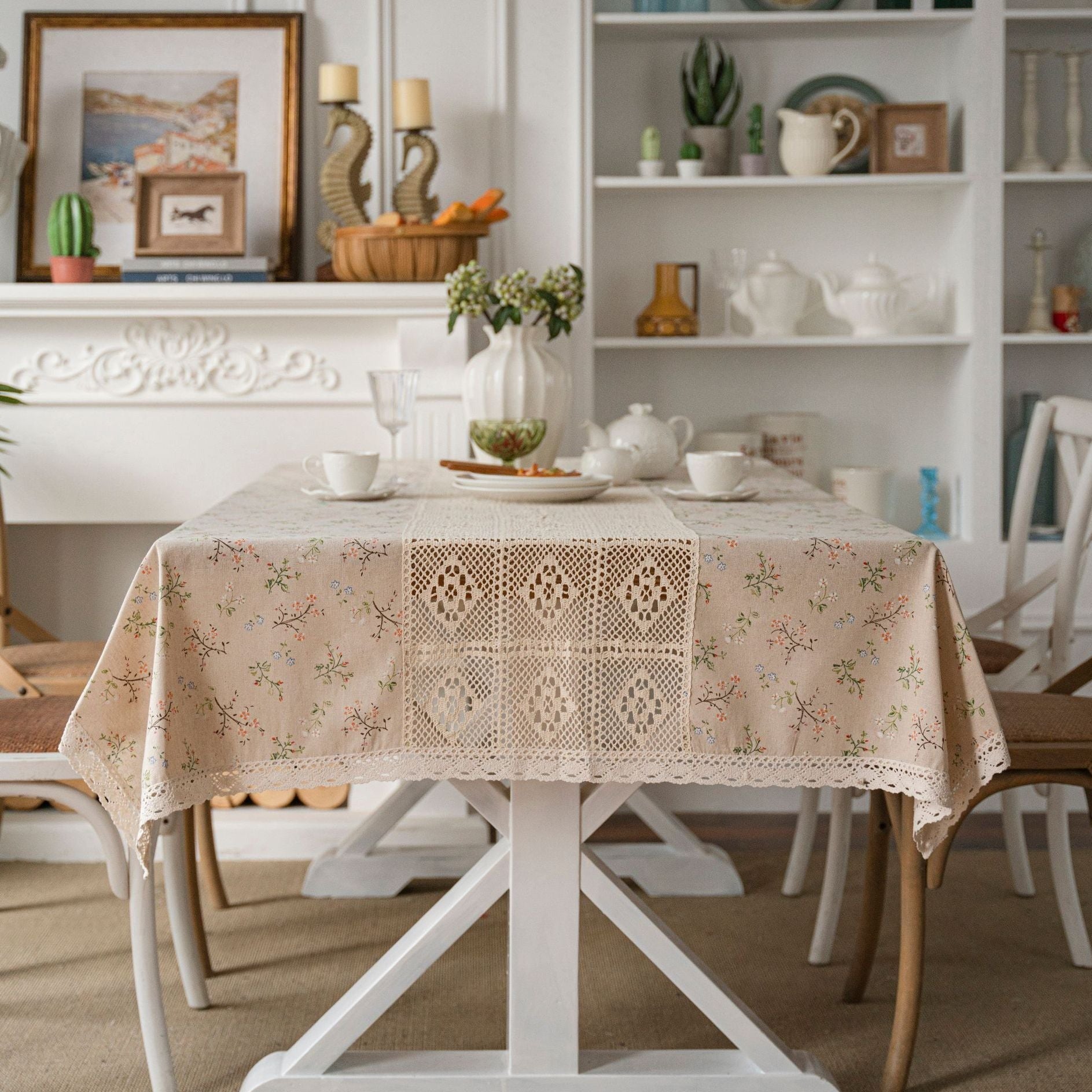 Peaceful Beige Table Cloth