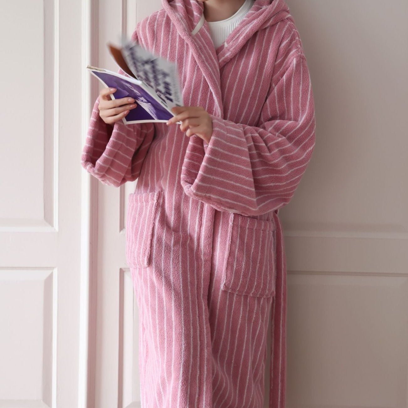 Pink Stripes Away Bathrobes