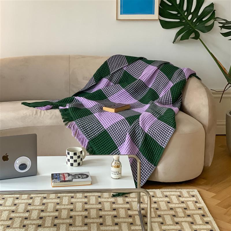 Plaid Waffle Soft Blanket