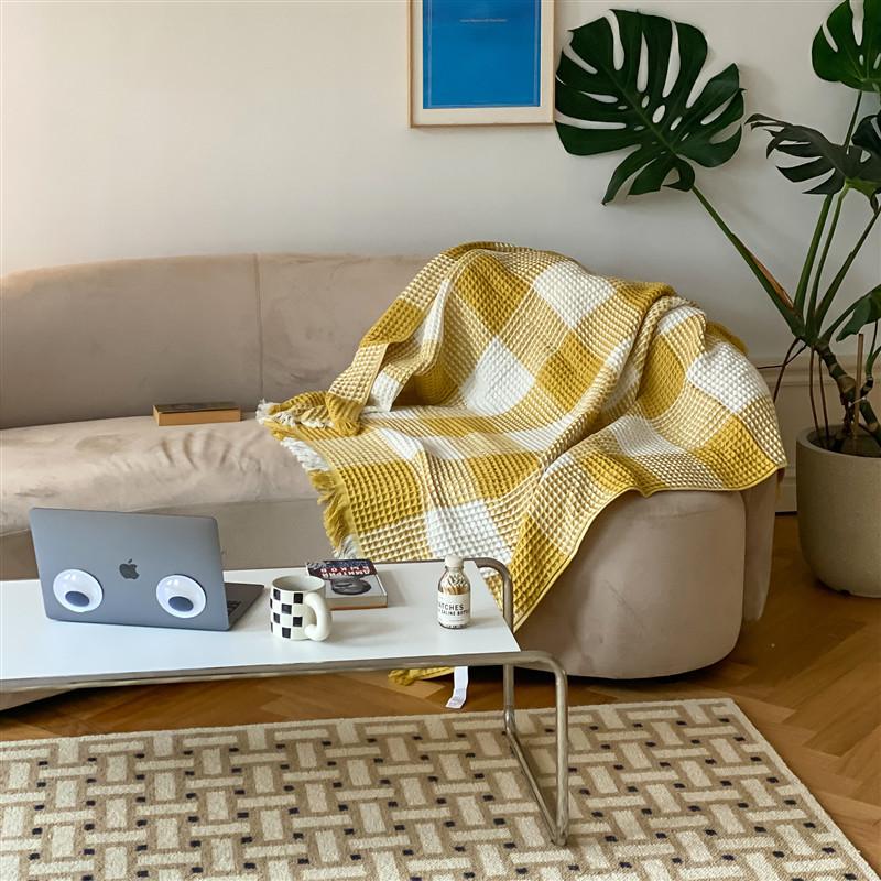 Plaid Waffle Soft Blanket