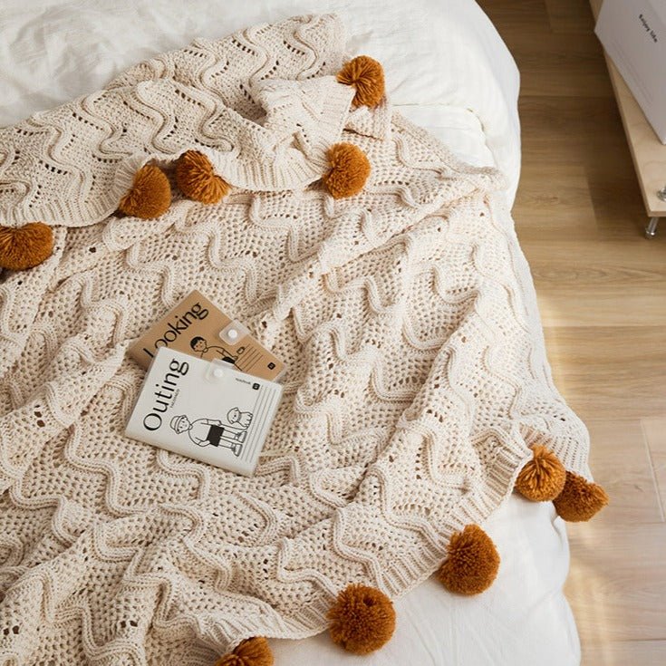 Pom Pom Weave Blanket