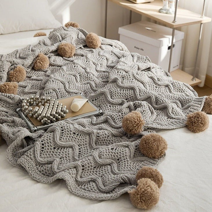 Pom Pom Weave Blanket
