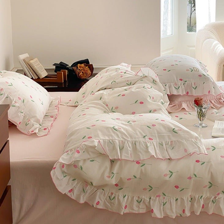 Powder Pink Tulip Bedding Set