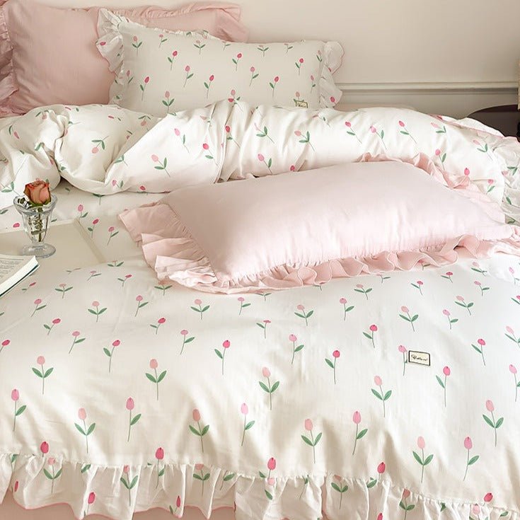 Powder Pink Tulip Bedding Set