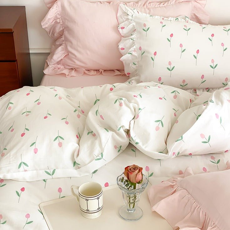 Powder Pink Tulip Bedding Set - FINAL SALE