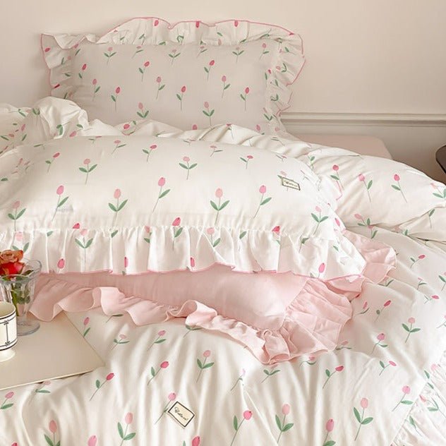 Powder Pink Tulip Bedding Set - FINAL SALE