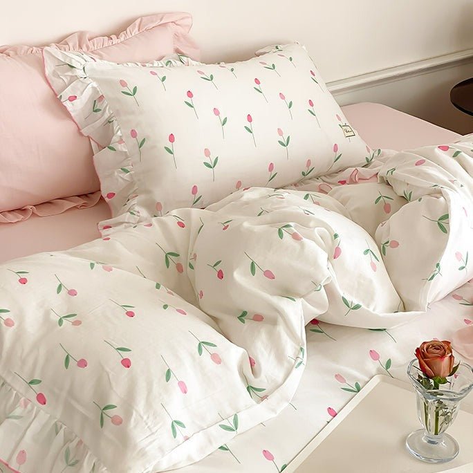 Powder Pink Tulip Bedding Set