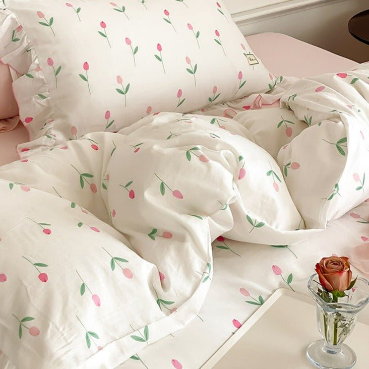 Powder Pink Tulip Bedding Set