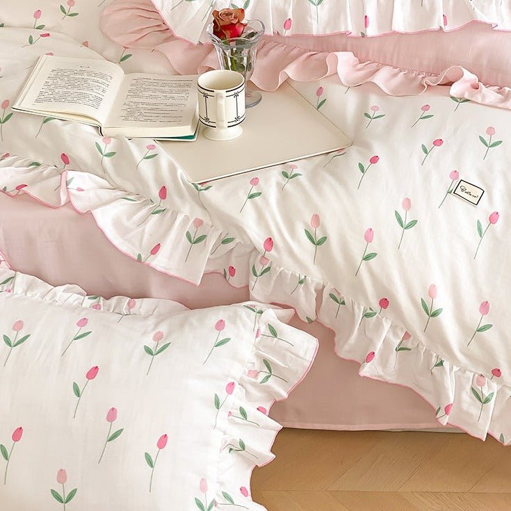 Powder Pink Tulip Bedding Set - FINAL SALE