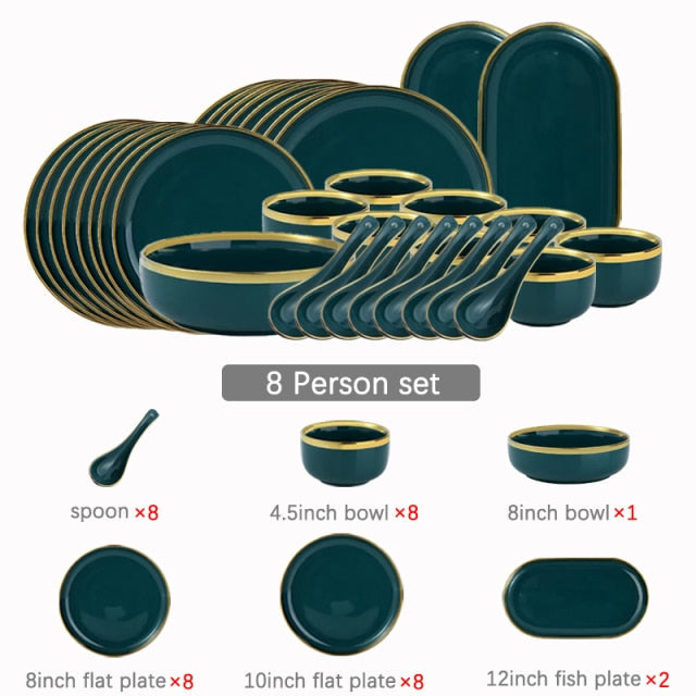 Verde Emerald Green Luxury Dinnerware Set