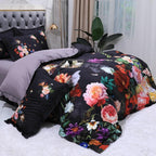 Aida Black Luxury Floral Egyptian Cotton Bedding Set