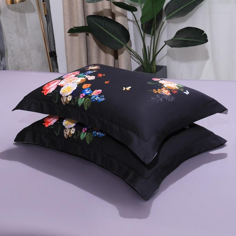 Aida Black Luxury Floral Egyptian Cotton Bedding Set