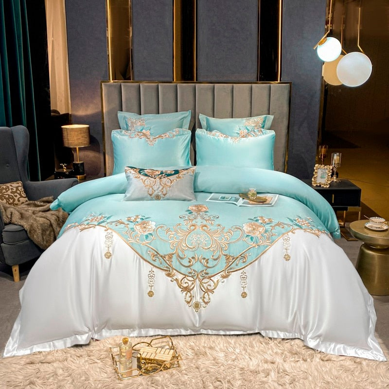 Domitia Flemish Sky Embroidery Egyptian Cotton Bedding Set