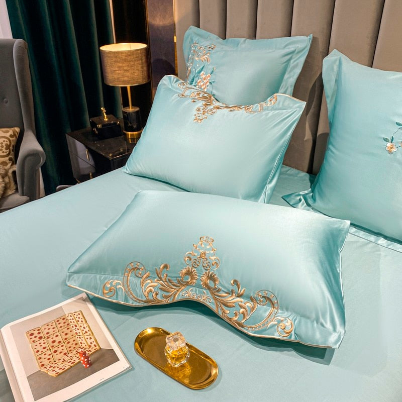 Domitia Flemish Sky Embroidery Egyptian Cotton Bedding Set