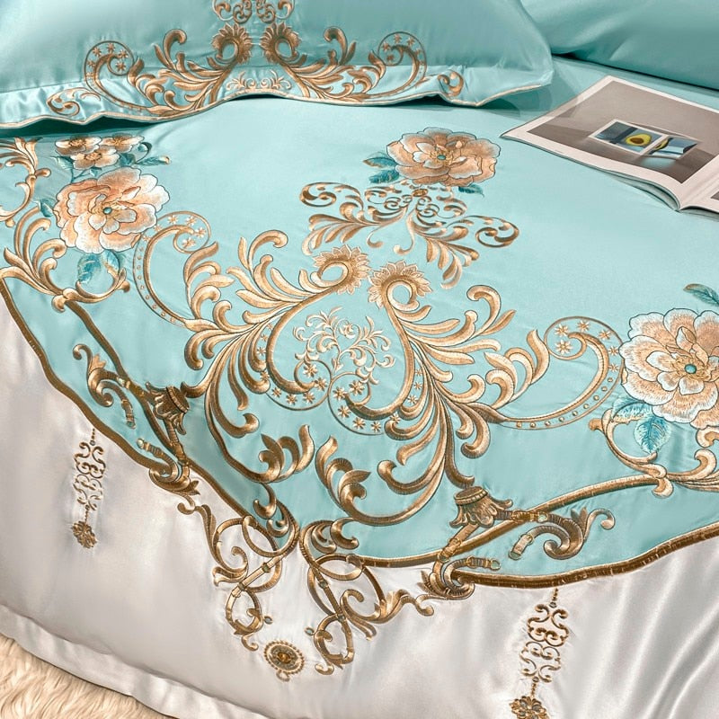 Domitia Flemish Sky Embroidery Egyptian Cotton Bedding Set