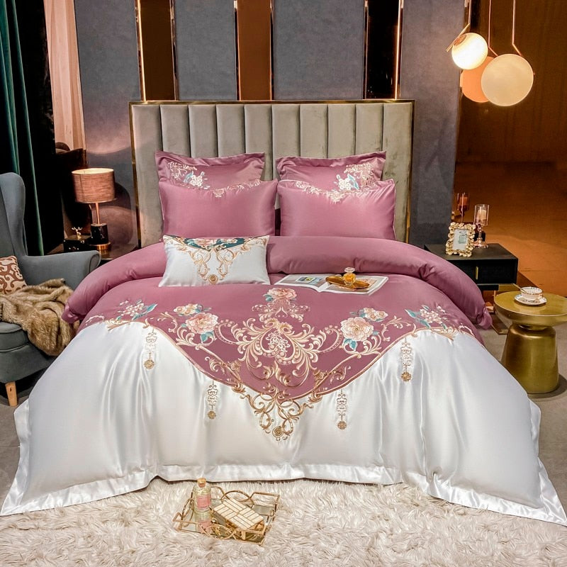 Domitia Berry Embroidery Egyptian Cotton Bedding Set