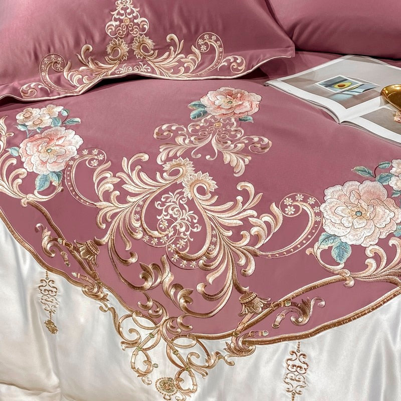 Domitia Berry Embroidery Egyptian Cotton Bedding Set