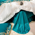 Domitia Turquoise Embroidery Egyptian Cotton Bedding Set
