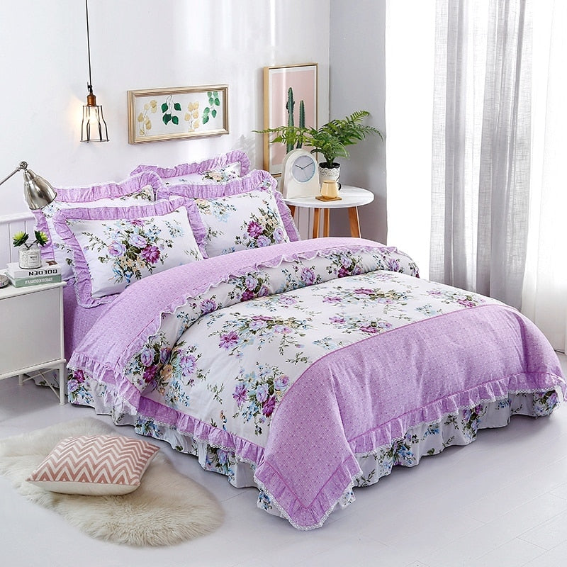 Veronica Contrasting Floral Printed Egyptian Cotton Bedding Set