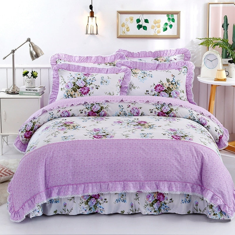 Veronica Contrasting Floral Printed Egyptian Cotton Bedding Set