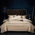 Mia Bristol Beige Embroidered Border Egyptian Cotton Bedding Set