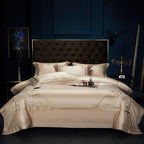 Mia Bristol Beige Embroidered Border Egyptian Cotton Bedding Set