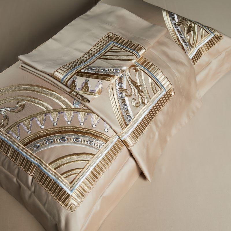 Mia Bristol Beige Embroidered Border Egyptian Cotton Bedding Set