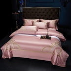 Mia Vintage Rose Embroidered Border Egyptian Cotton Bedding Set