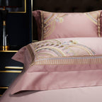 Mia Vintage Rose Embroidered Border Egyptian Cotton Bedding Set