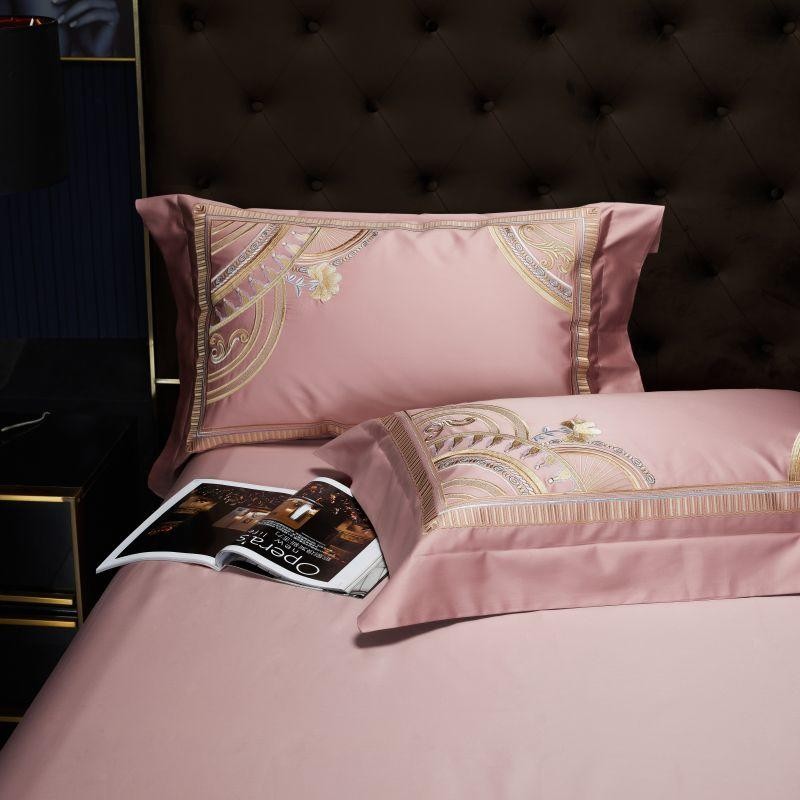 Mia Vintage Rose Embroidered Border Egyptian Cotton Bedding Set