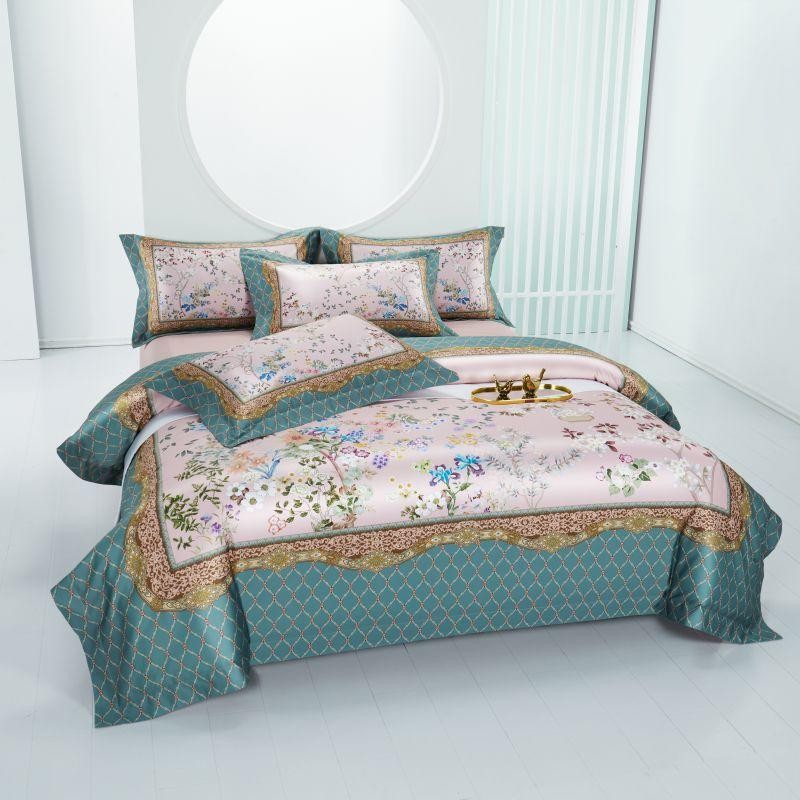 Anne Hybrid Floral Diamond Printed Silky Egyptian Cotton Bedding Set