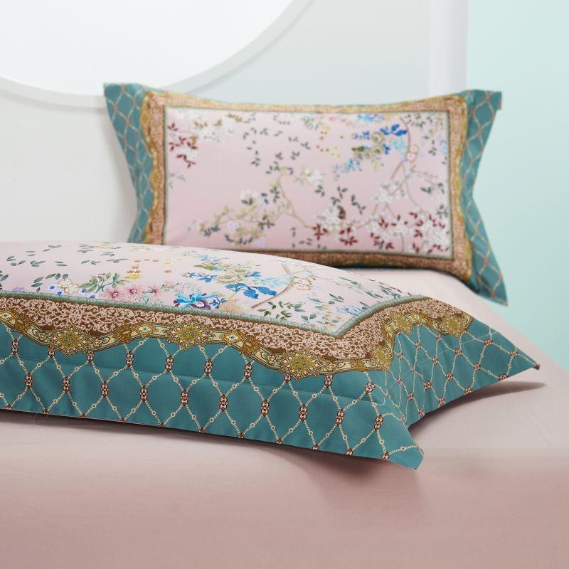 Anne Hybrid Floral Diamond Printed Silky Egyptian Cotton Bedding Set