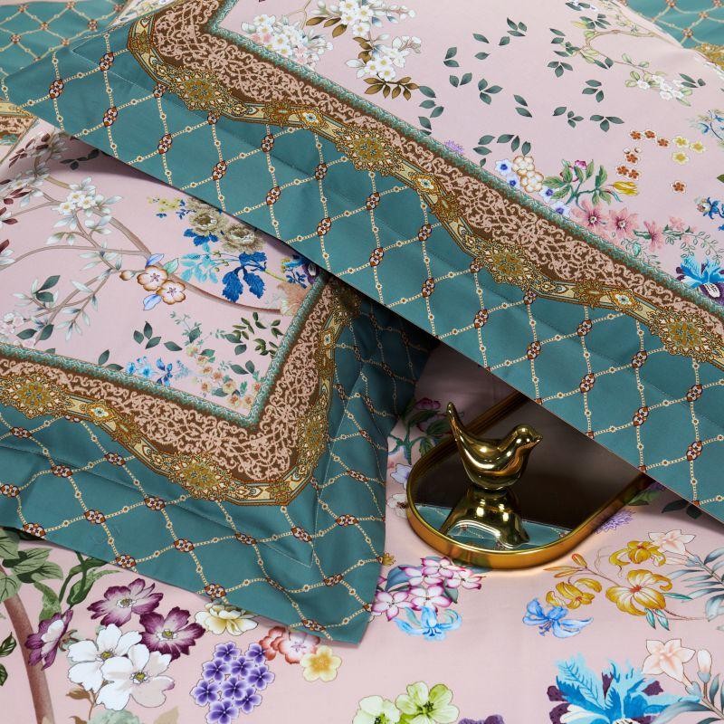 Anne Hybrid Floral Diamond Printed Silky Egyptian Cotton Bedding Set