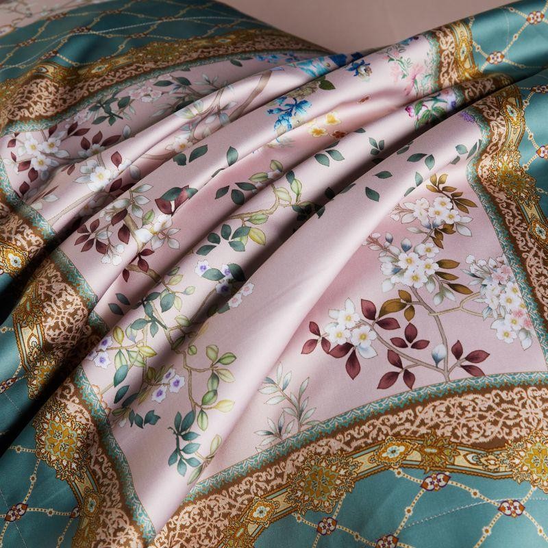 Anne Hybrid Floral Diamond Printed Silky Egyptian Cotton Bedding Set