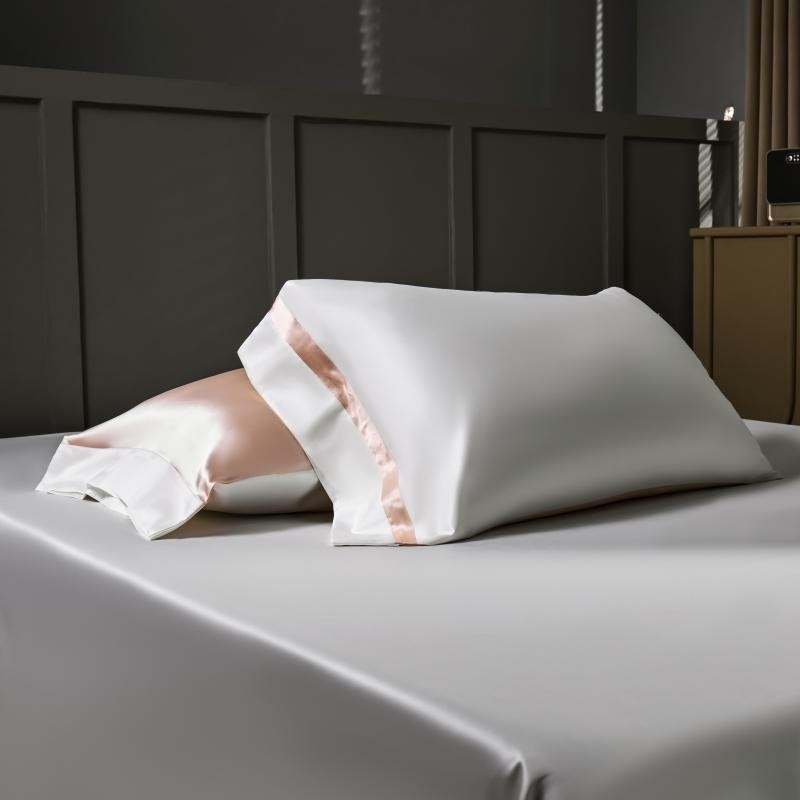 Manya Imperial White Reversible Egyptian Cotton Silk Bedding Set