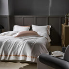Manya Imperial White Reversible Egyptian Cotton Silk Bedding Set