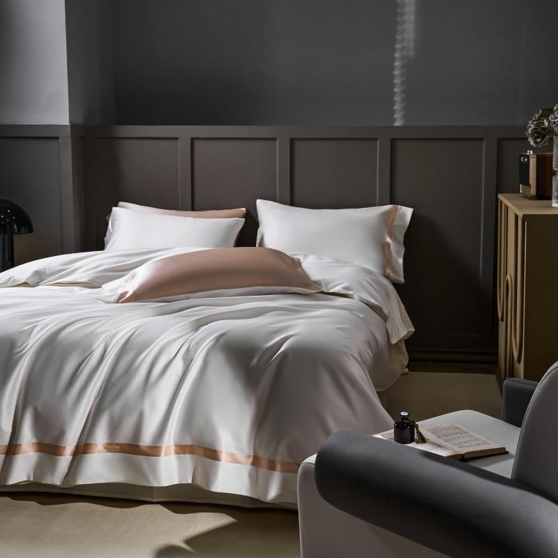 Manya Imperial White Reversible Egyptian Cotton Silk Bedding Set