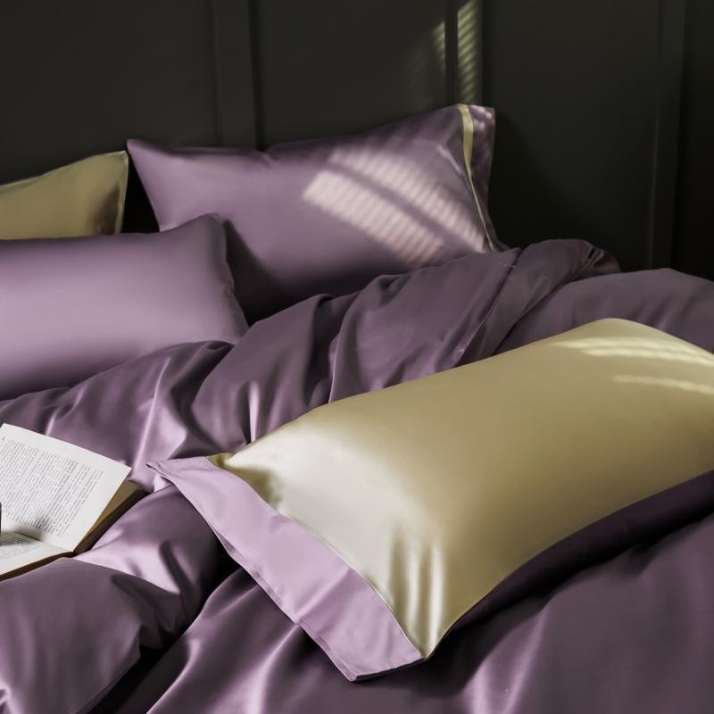 Manya Dusty Lavender Reversible Egyptian Cotton Silk Bedding Set