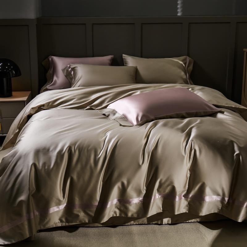 Manya Olive Grove Reversible Egyptian Cotton Silk Bedding Set
