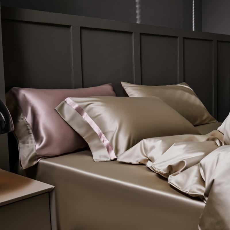 Manya Olive Grove Reversible Egyptian Cotton Silk Bedding Set