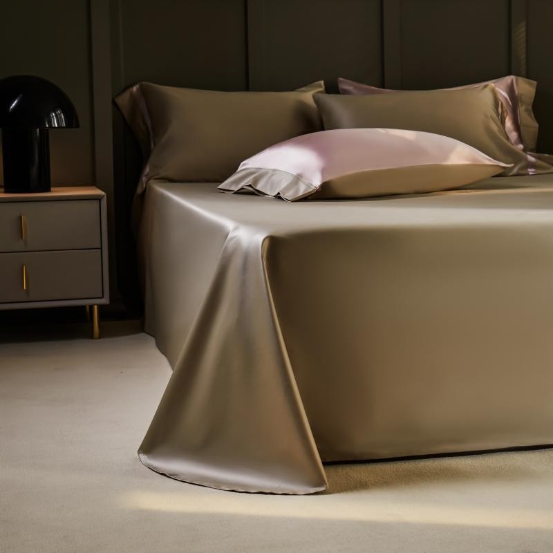 Manya Olive Grove Reversible Egyptian Cotton Silk Bedding Set