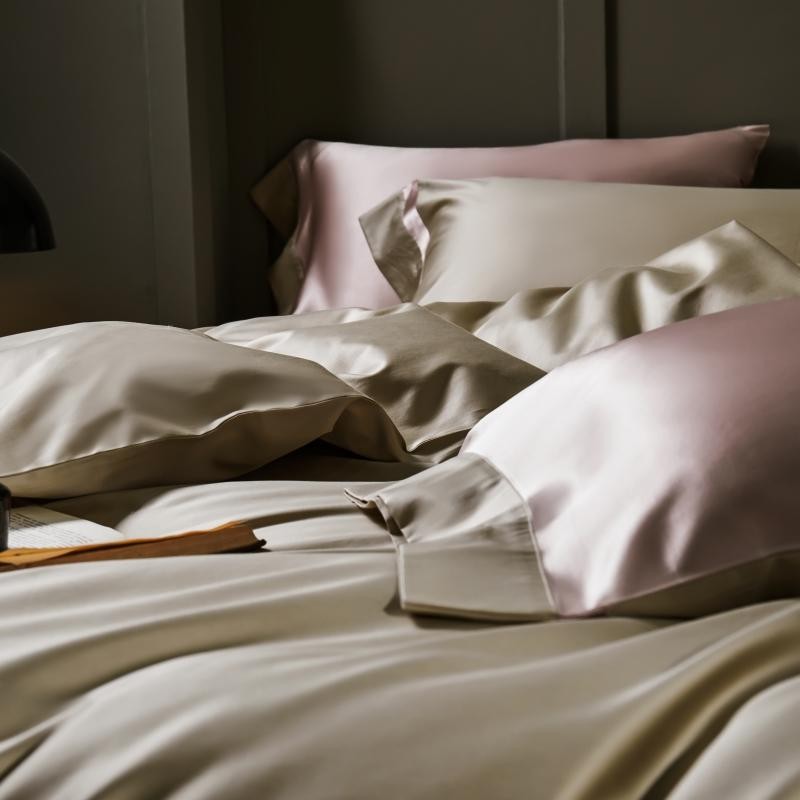 Manya Olive Grove Reversible Egyptian Cotton Silk Bedding Set