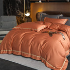 Karine Desert Terracotta Modern Stripe Border Egyptian Cotton Bedding Set